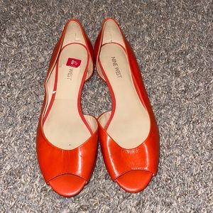 Orange Nine West Open Toe Flats